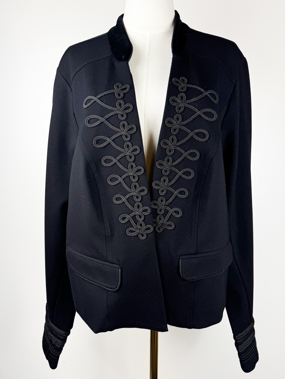 Torrid Black Embellished Stretch Military Jacket Sz 4X #02318